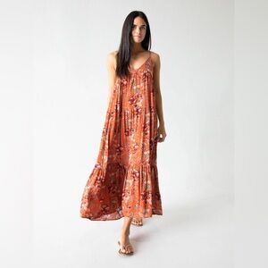 Natural Life Riley Maxi Dress Orange Floral NWT XS